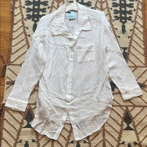 Shade & Shore White Cotton Gauze oversized Button Down Shirt women’s large new